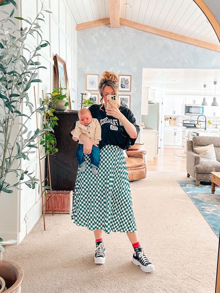 Love spending everyday with my little bestie! I will be doing these mirror selfies with him until the day he no longer wants to. Love this fun skirt & this cute crop top. Such a comfortable outfit & it’s perfect for breastfeeding too! 

#LTKmidsize #LTKbaby #LTKfindsunder50