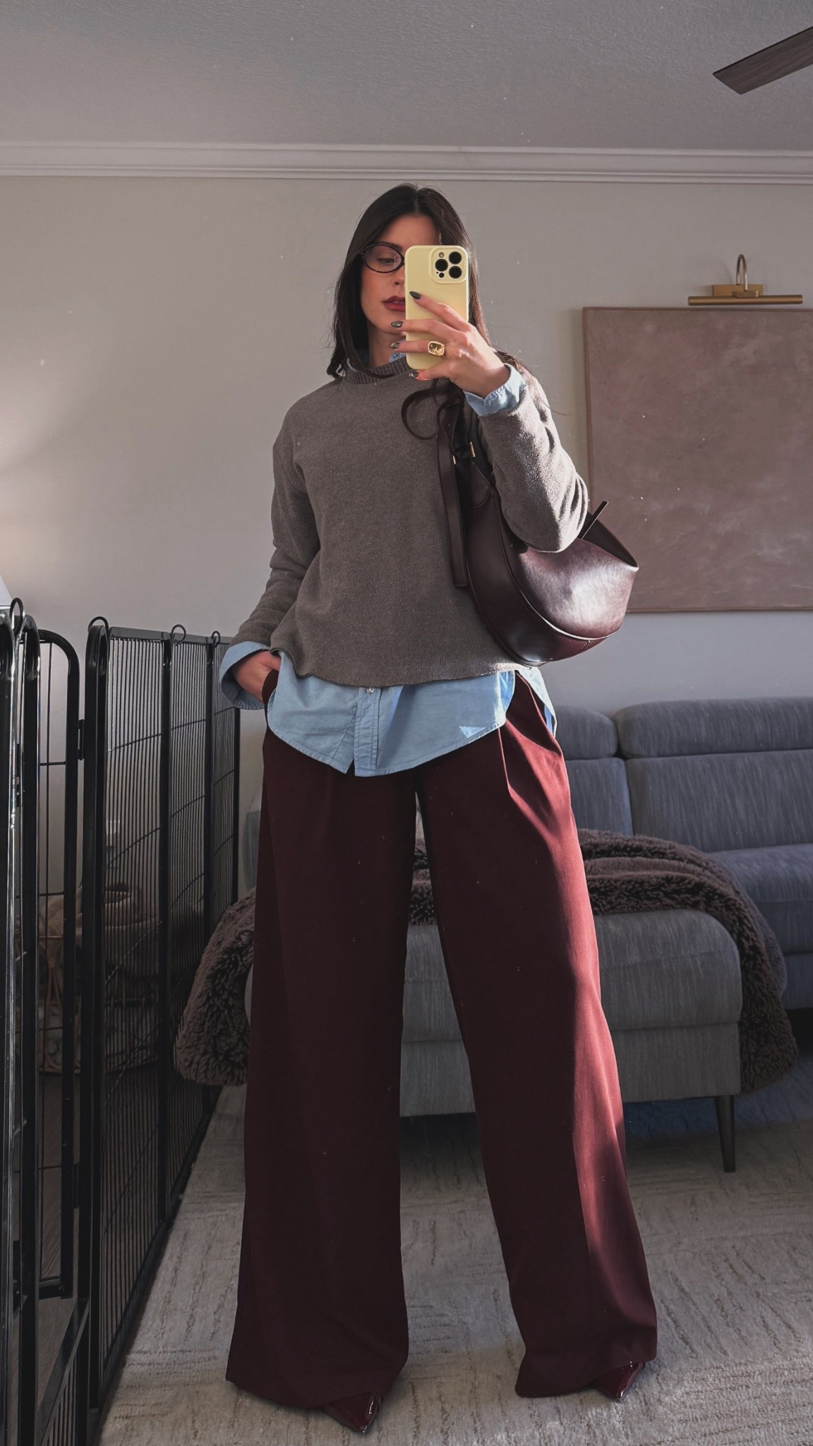 The easiest layered outfit for everyday ✨
Oversized sweater + button down + wide leg trousers = my favorite combo.

#LTKootd #LTKgrwm