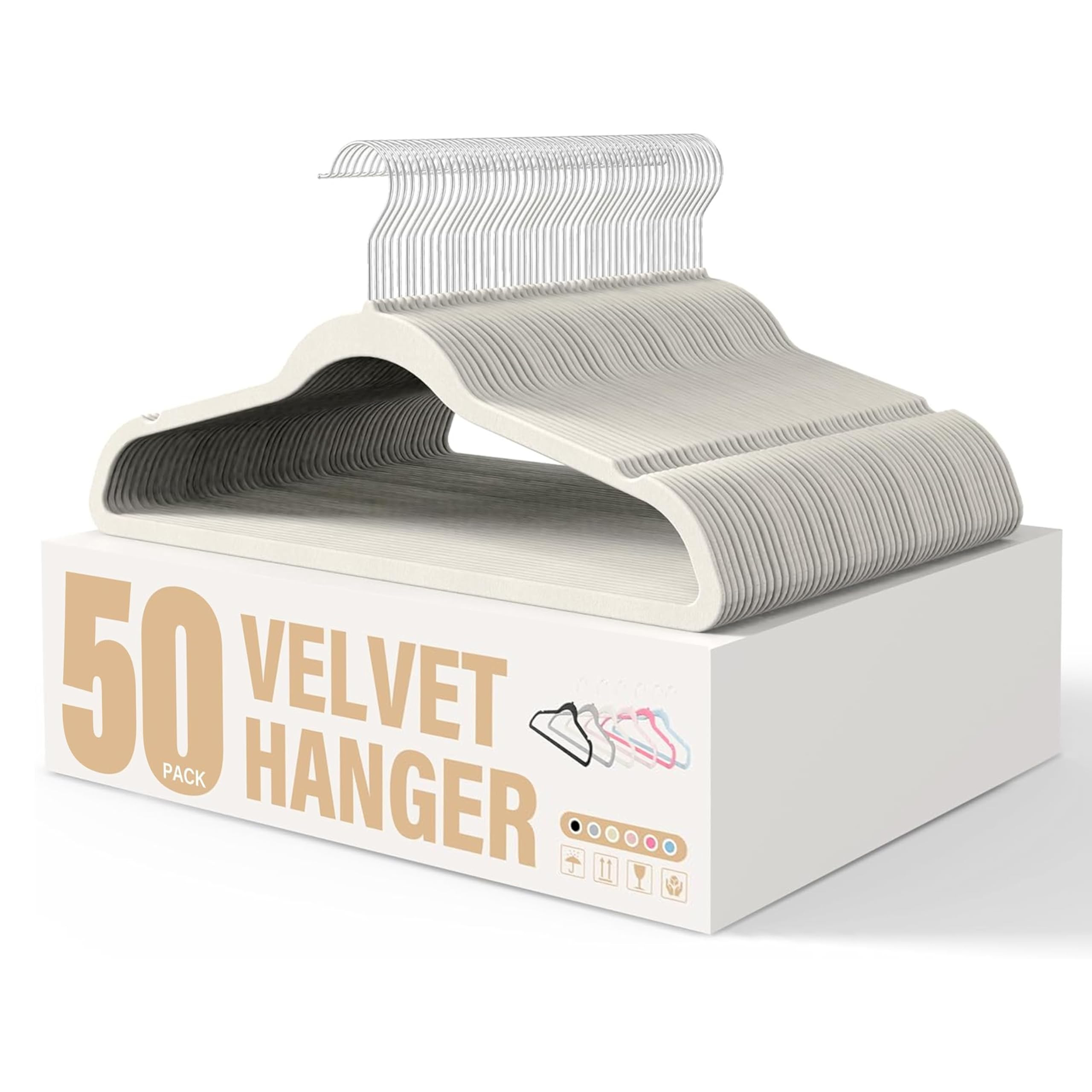 YSSOA Velvet Hangers 50 Pack, Non-Slip Clothes Hangers with Shoulder Notches, 360° Swivel Hooks,... | Amazon (US)