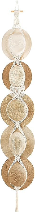 Dahey Macrame Hat Hangers Hat Rack for Wall Cowboy Hat Organizer Hanging Display Hand Weaving Bob... | Amazon (US)