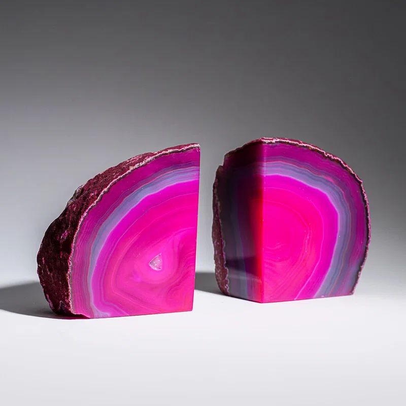 Genuine Pink Banded Agate Bookends from Brazil (2.5 lbs) | Wayfair North America