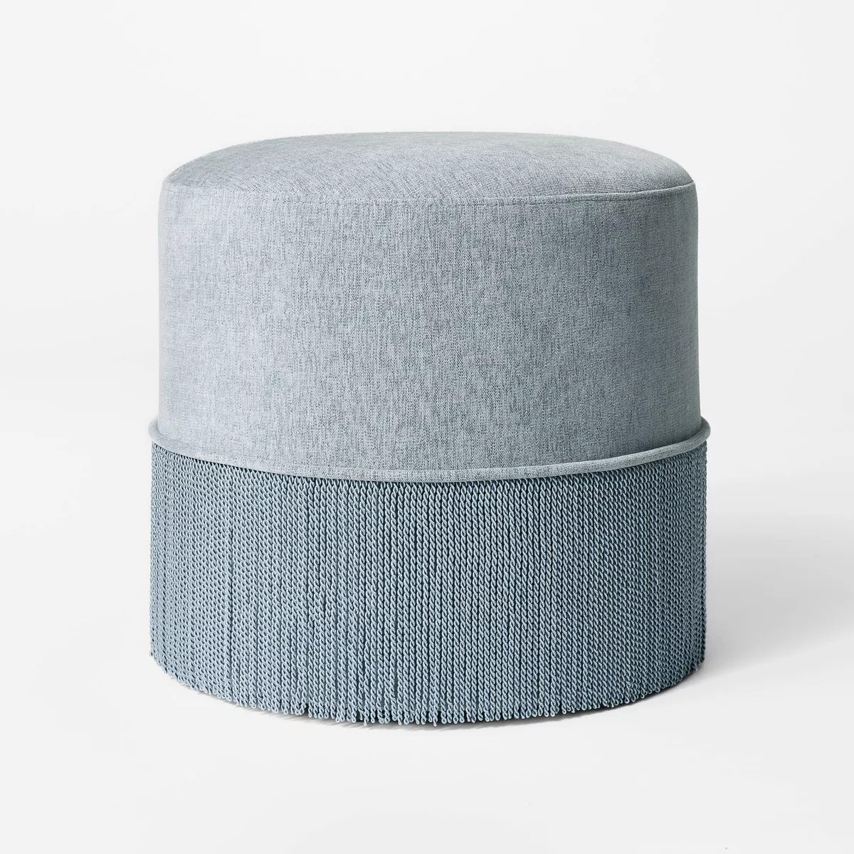 Upholstered Drum Ottoman with Fringe Light Blue - Threshold™ designed with Studio McGee | Target