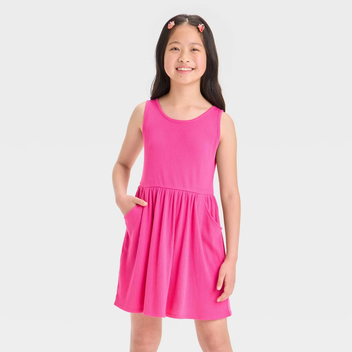 Girls' Rib Tank Dress - Cat & Jack™ Hot Pink | Target