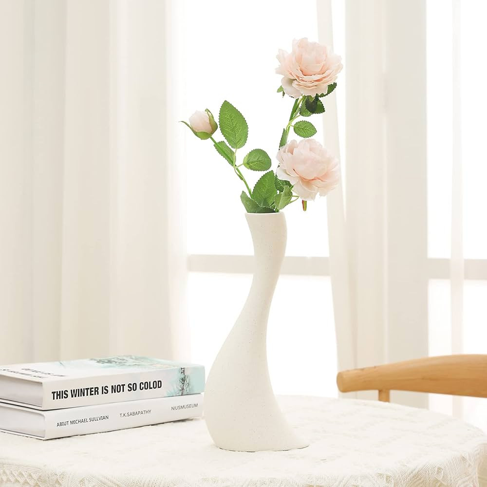 Joynisy 10" Curve Ceramic Vase, Modern Minimalist Abstract Vases Suitable for Buds Dried Flowers ... | Amazon (US)