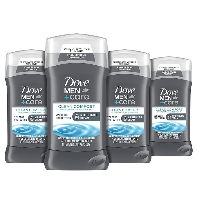 DOVE MEN + CARE Deodorant Stick for Men Clean Comfort 4 Count Aluminum Free 72-Hour Odor Protecti... | Amazon (US)