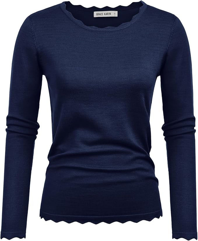 GRACE KARIN Women's High Stretchy Long Sleeve Pullover Sweater Blouse Top | Amazon (US)