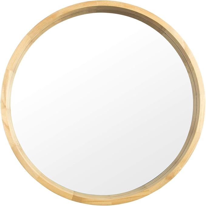Beauty4U Circle Mirror with Wood Frame, Round Modern Decoration Large Mirror for Bathroom Living ... | Amazon (US)