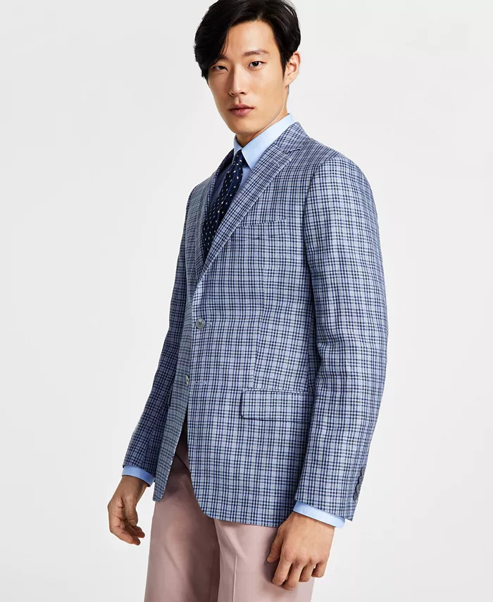 Men’s Ultraflex Classic-Fit Patterned Linen Sportcoats | Macys (US)