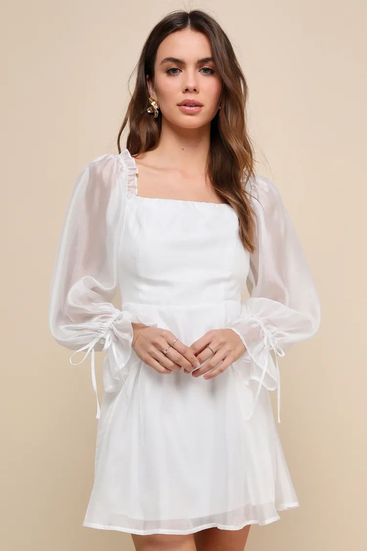 Darling Image White Chiffon Ruffled Off-the-Shoulder Mini Dress | Lulus
