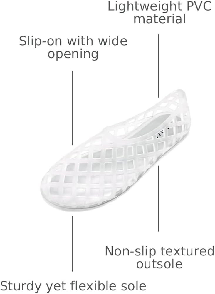 HEVA Women's Jelly Mesh Flats Breathable Clear Hollow Shoes Summer Beach Jellies Ballet Sandals | Amazon (US)