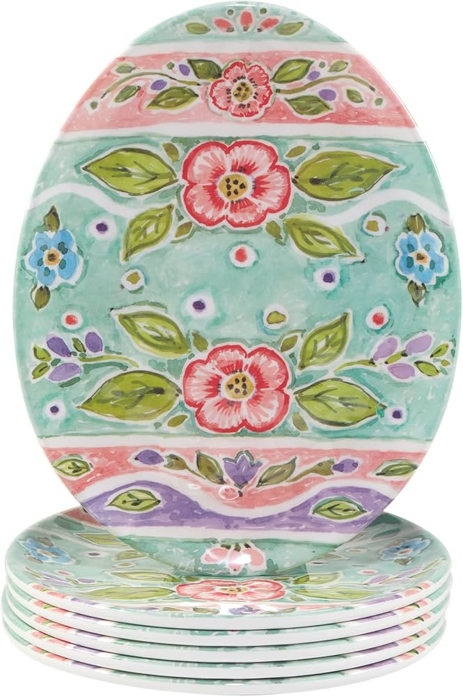 Certified International Joy of Easter Melamine Egg Plates, Set of 6, Multicolor, Large | Amazon (US)