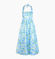 The Hill House x La Coqueta Fleur Midi Dress - Blue Watercolor Hydrangea | Hill House Home US