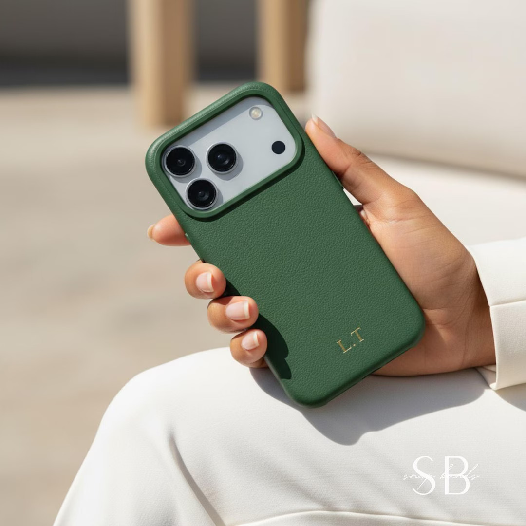 Magnetic iPhone Case for iPhone 17 Pro Max 16 15 14 13 Pro, Personalized Initials Leather Phone C... | Etsy (US)