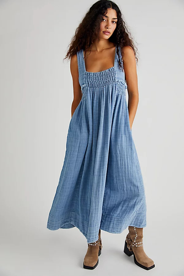 Indigo Delphine Midi Dress by Free People, Hurricane, M | Free People (Global - UK&FR Excluded)