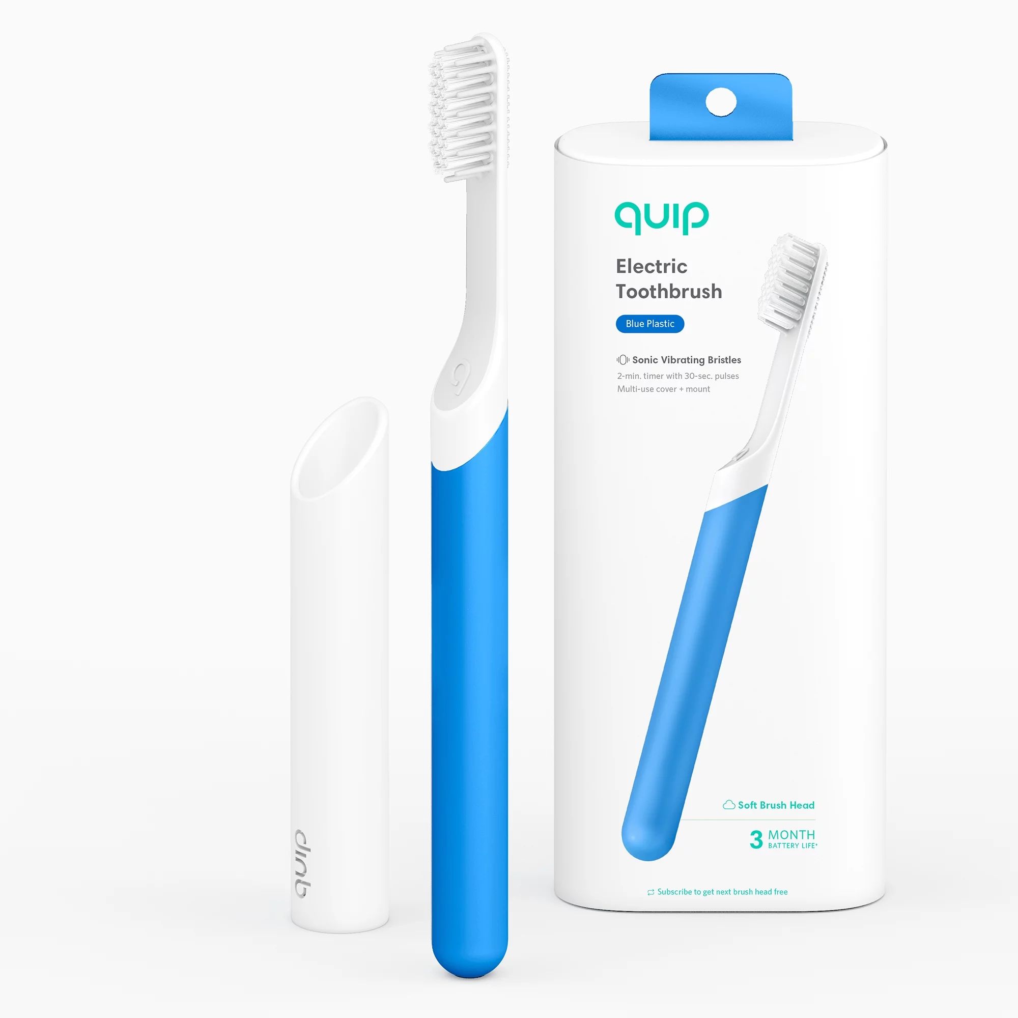 quip Electric Toothbrush, Built-In Timer + Travel Case, Blue Plastic | Walmart (US)