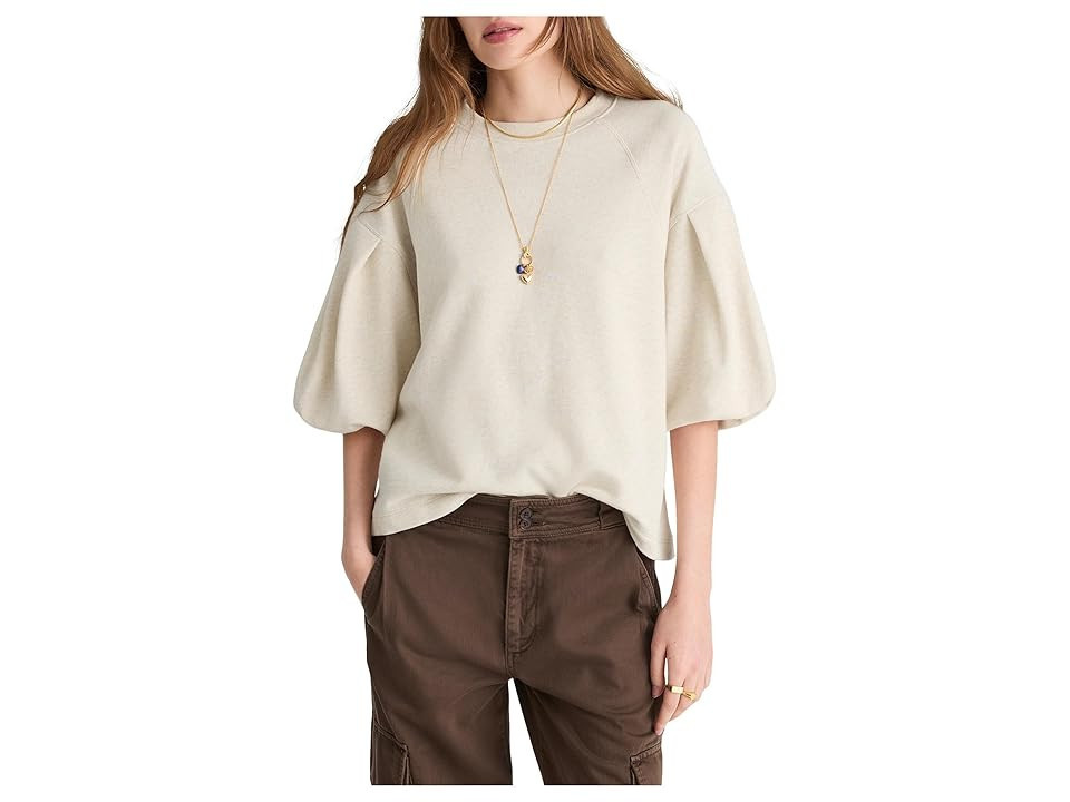 Madewell Puff Sleeve Sweatshirt Style. Women's Clothing Hthr Natural : 2XS (Women's 000), Modal/Polyester | Zappos