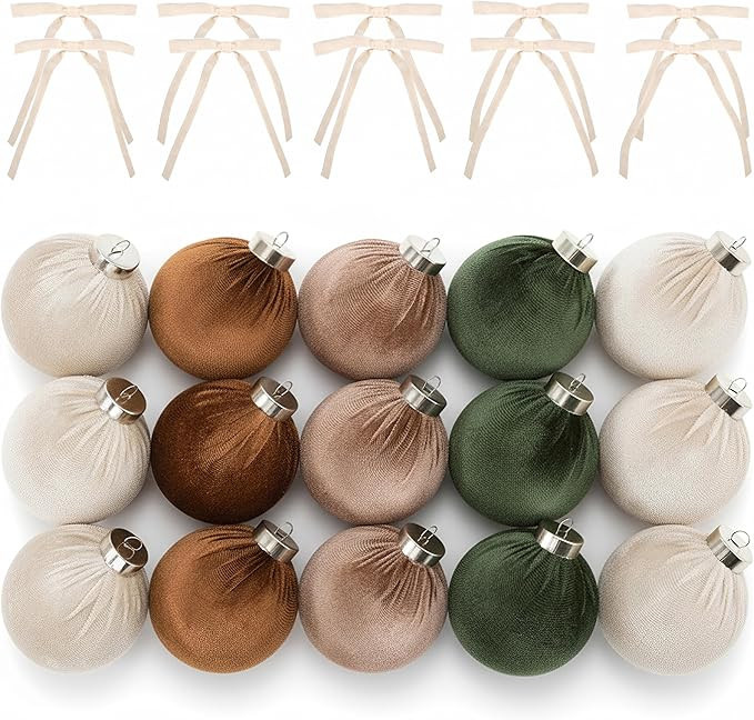 Elegant Velvet Christmas Ornaments & Velvet Bows Set – Complete Tree Decor Kit with 15 Shatterp... | Amazon (US)