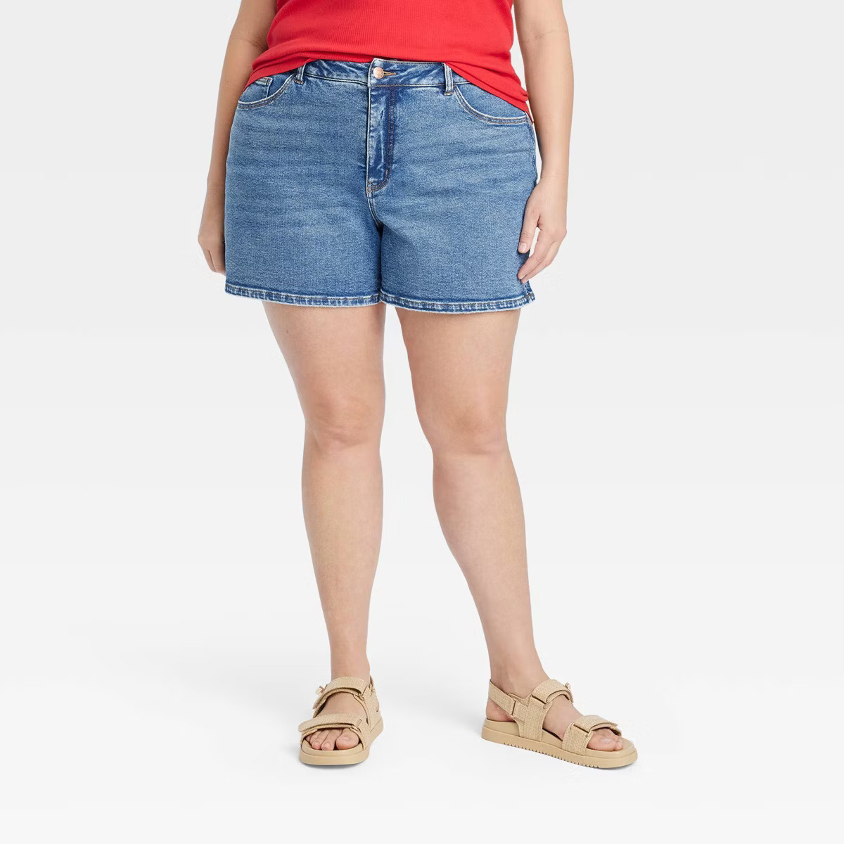 Women's High-Rise Midi Jean Shorts - Ava & Viv™ Light Wash 22 | Target