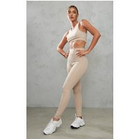 PRETTYLITTLETHING Taupe Light Luxe Seam Detail Leggings | PrettyLittleThing UK
