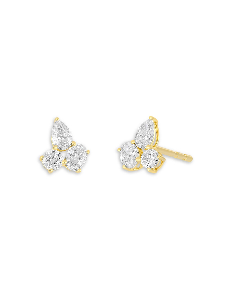 Ef Collection Diamond Mixed Cut Cluster Stud Earrings in 14K Yellow Gold, 0.54 tcw | Bloomingdale's (US)