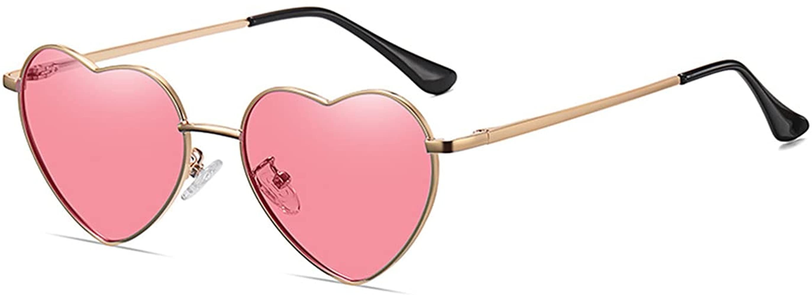 Dollger Polarized Heart Sunglasses for Women Metal Heart Shaped- Bride Sunglasses - Bachelorette   | Amazon (US)