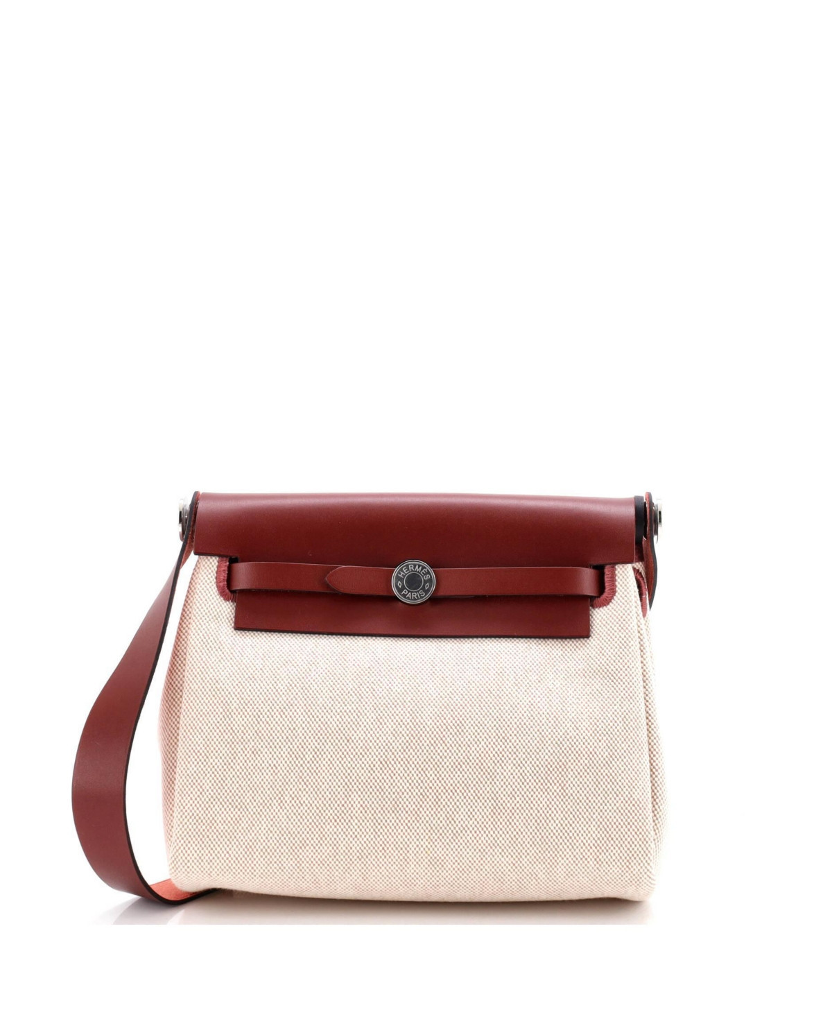 Pre-Owned HERMES 20 Herbag Zip Toile and Leather - Natural | Macy's