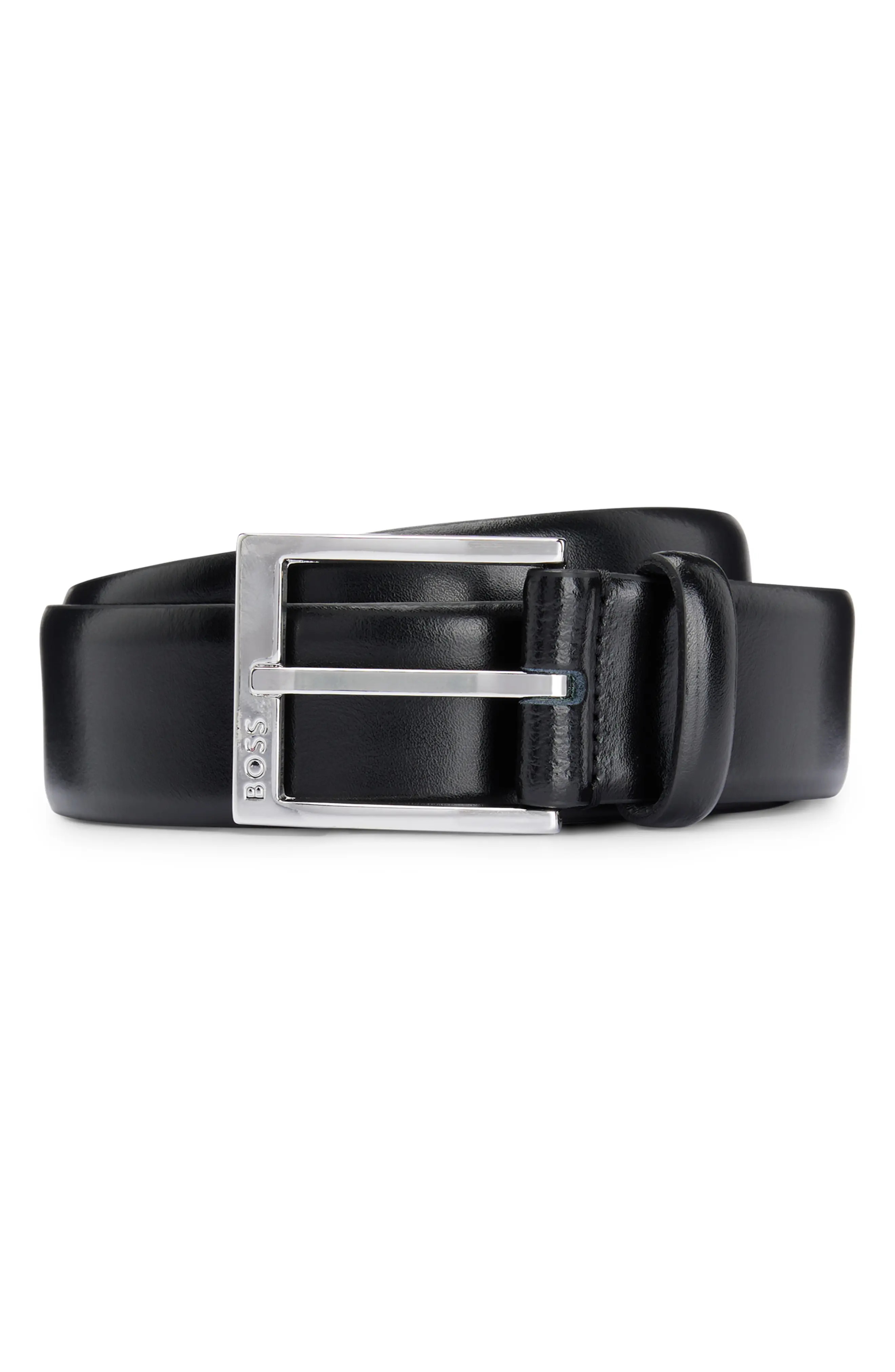 BOSS Elloy Leather Belt in Black at Nordstrom, Size 32 | Nordstrom