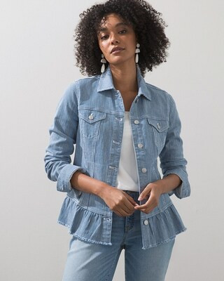 Stripe Soft Peplum Denim Jacket | Chico's