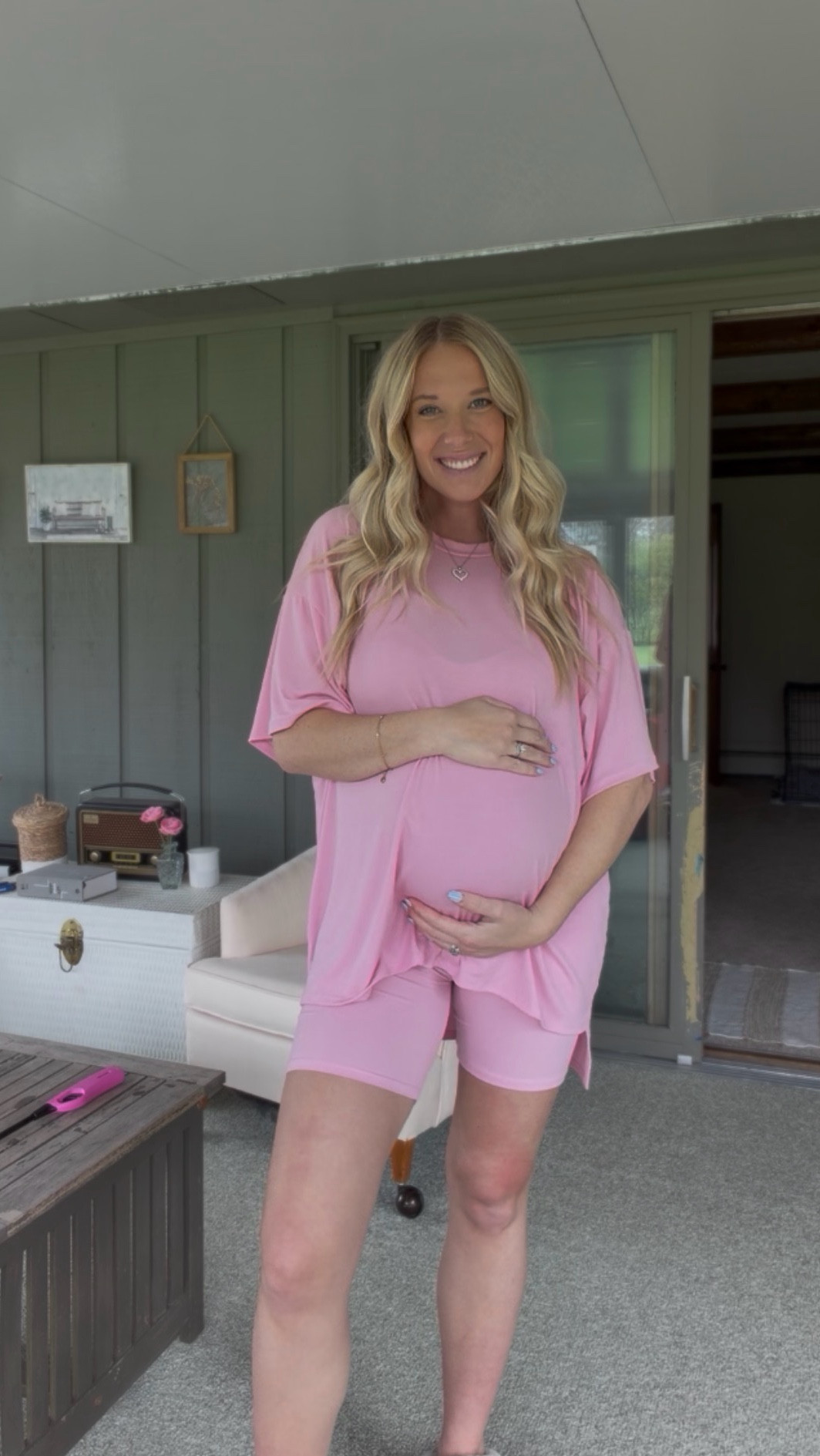 Wearing a small and it does not press on my belly at ALL! The perfect pregnancy & postpartum set- breast feeding friendly and oh so soft & lightweight! 

#LTKBump #LTKmomlife