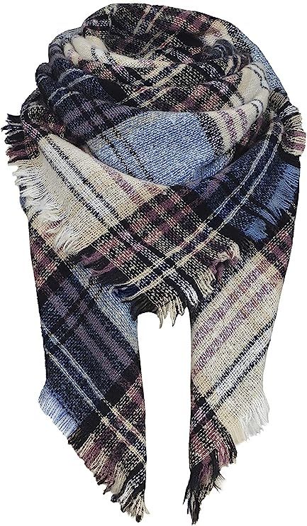 Women's Fall Winter Scarf Classic Tassel Plaid Scarf Warm Soft Chunky Large Blanket Wrap Shawl Sc... | Amazon (US)