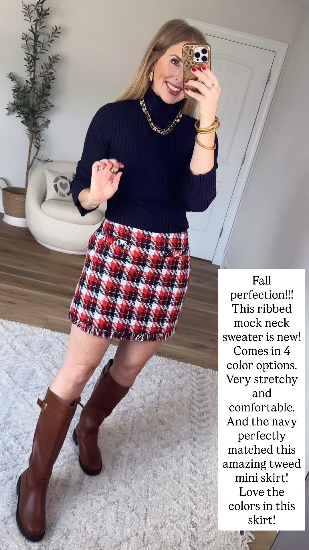 Walmart outfit! Ribbed mock neck sweater and tweed mini skirt

#LTKootd
