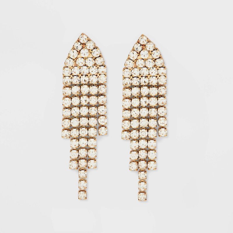Gold Post with Clear Cup Chain Statement Earrings - A New Day™ Gold | Target