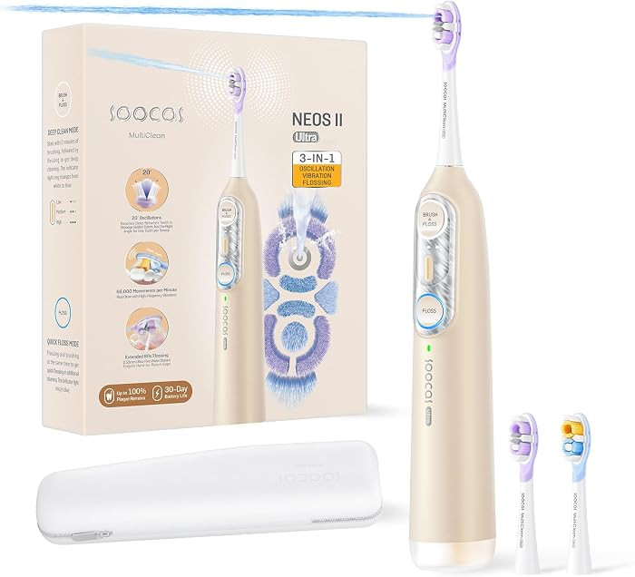 Soocas NEOS II Ultra – Electric Toothbrush with Water Flosser Combo, 3-in-1: Flosses, Vibrates ... | Amazon (US)