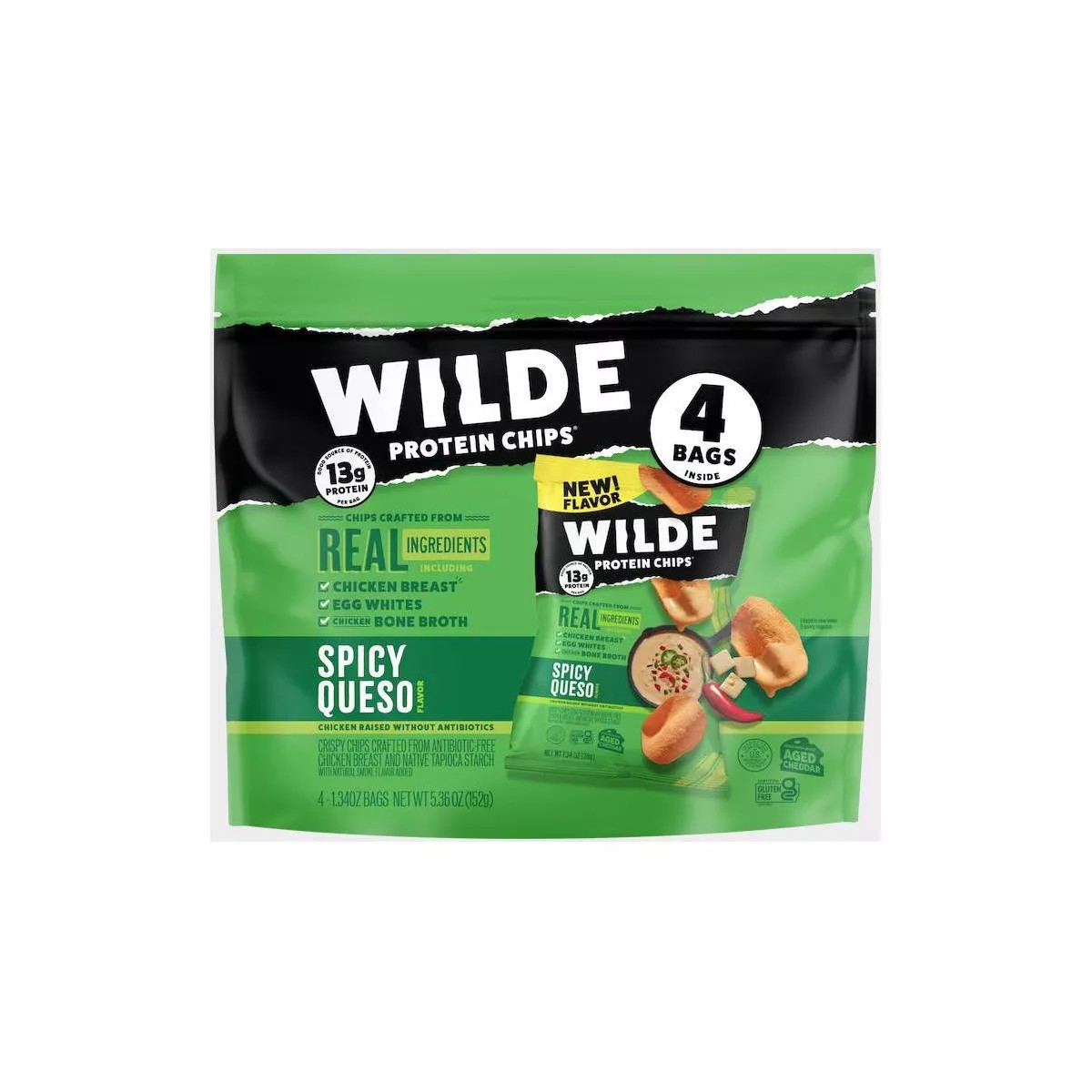 Wilde Brand Protein Chips - Spicy Queso - 4ct | Target