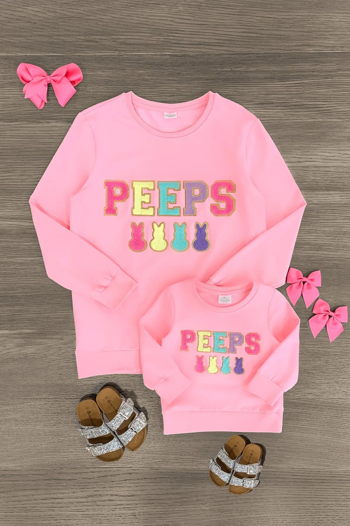 Mom & Me - "Peeps" Pink Chenille Patch Top | Sparkle In Pink