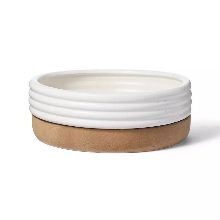 Ribbed Ceramic Stoneware Planter White/Natural - Hilton Carter for Target | Target