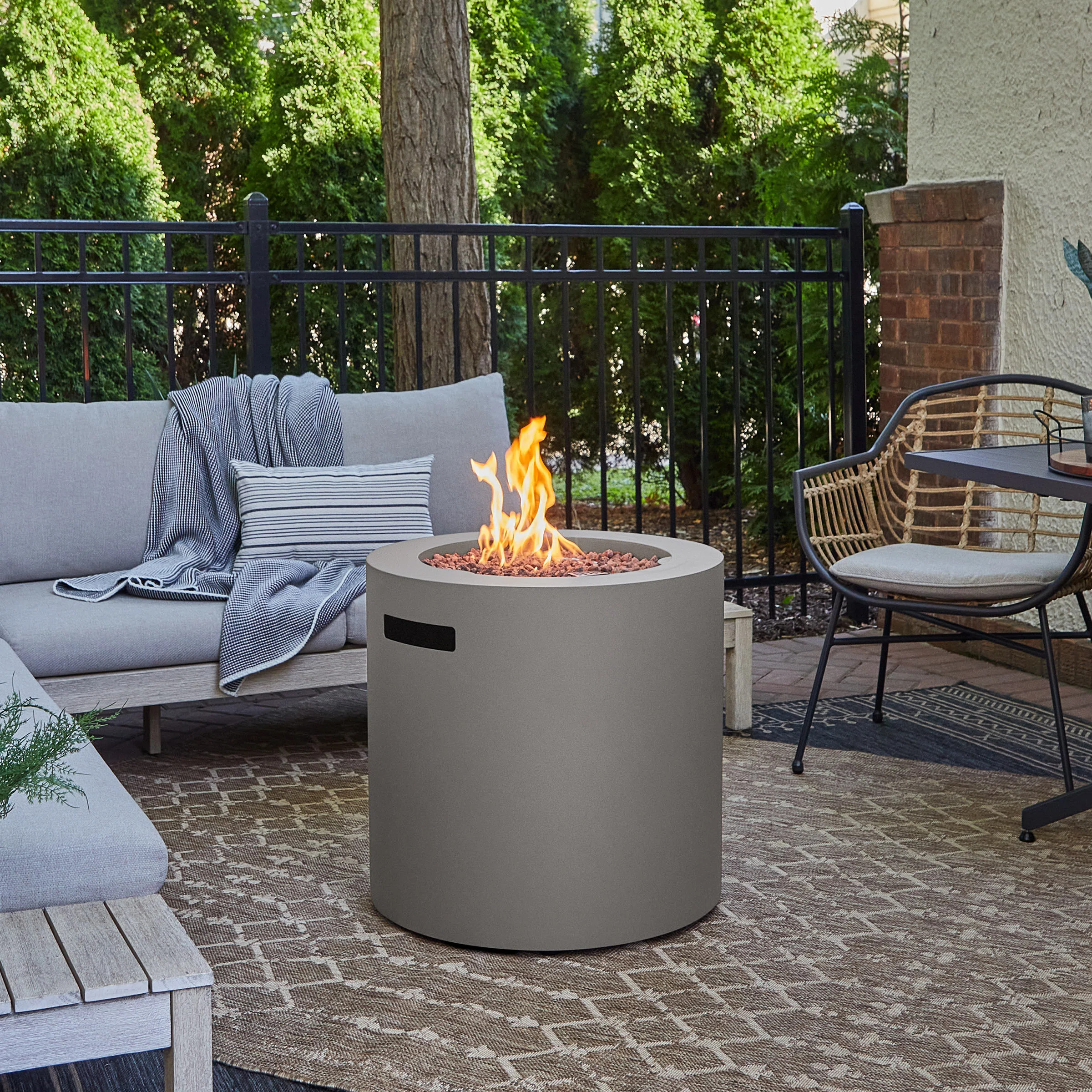 Aegean 24" Round Steel Propane Fire Pit Table with Hidden Tank Storage by Real Flame | Wayfair North America