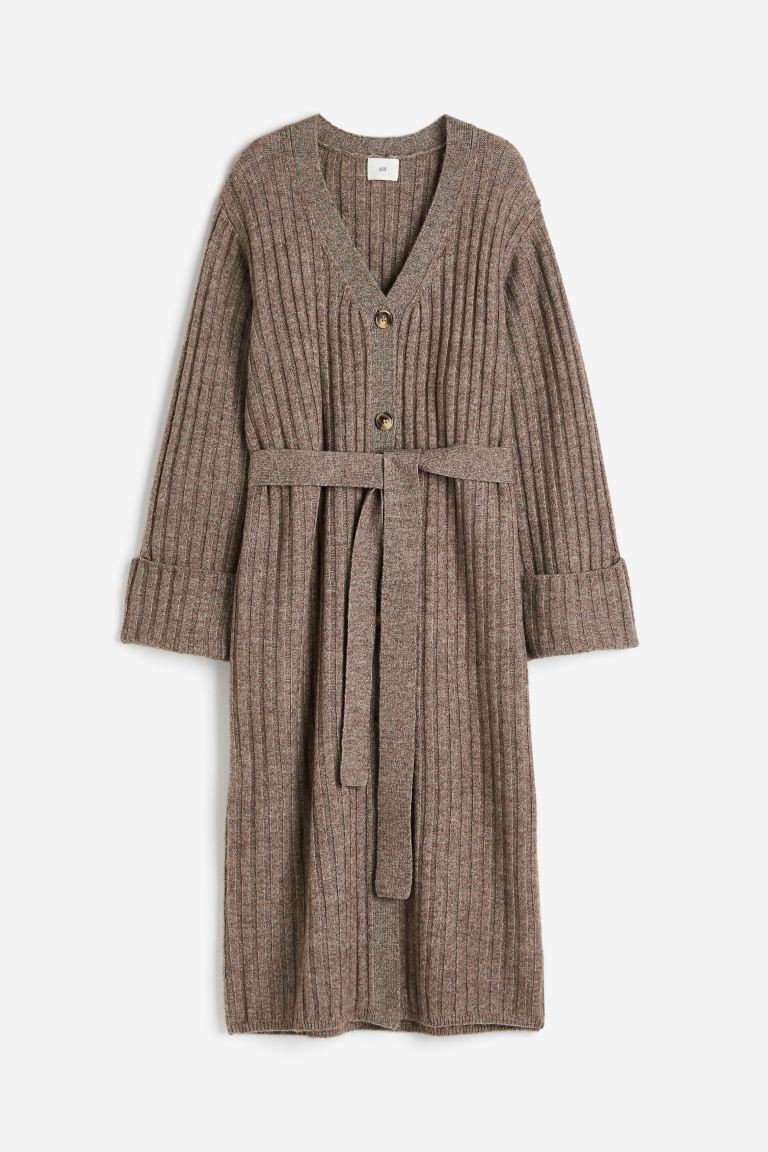 Oversized Cardigan Dress - Dark beige marle - Ladies | H&M AU | H&M (AU)