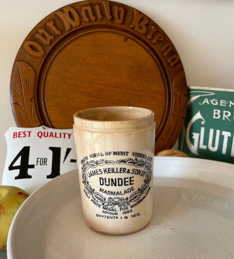 Antique stoneware transfer printed tall 1 lb Dundee Marmalade Jar James Keiller & Sons | Etsy (US)