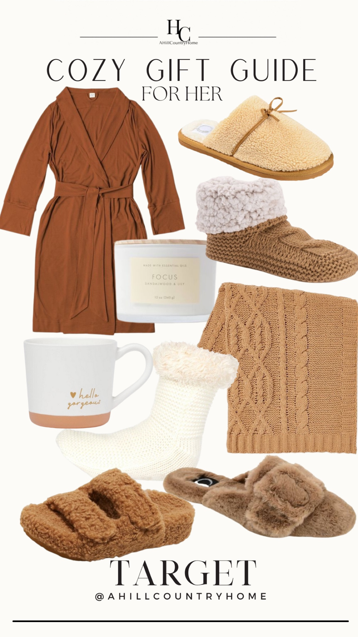 Cozy gift guide for her! 

Follow me @ahillcountryhome for daily shopping trips and styling tips 

Target finds, holiday finds, Christmas gift, for her, gift for her, gift guide, gift basket, affordable gifts, cozy robe, slippers, comfy, throw blanket, coffee mug, candle

#LTKHoliday #LTKstyletip #LTKunder50