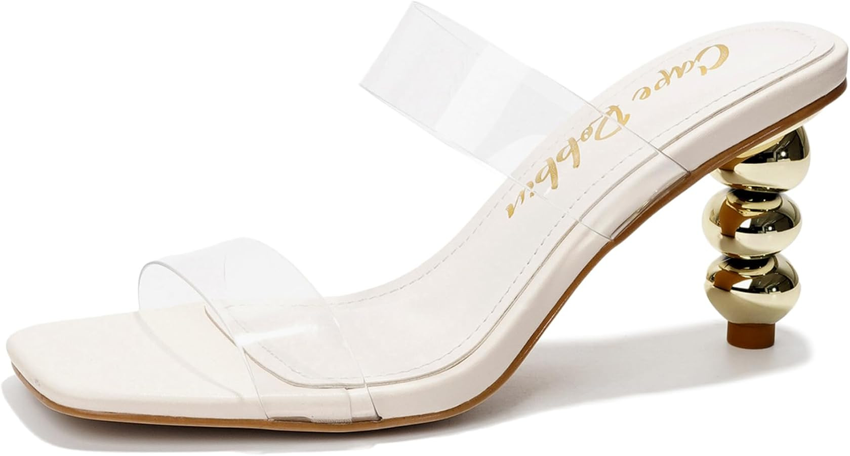 Women's Slip-On Square Toe Block Heels - Clear Chunky Heel Sandals for Wedding, Party, Summer | C... | Amazon (US)