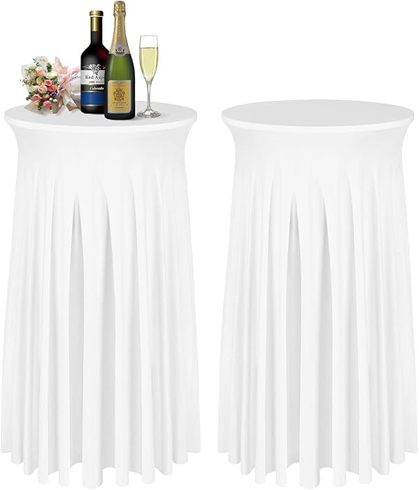 BDDC Cocktail Table Covers - 2 Pack 24"x 43" White Cocktail Table Tablecloth with Natural Wavy Ro... | Amazon (US)
