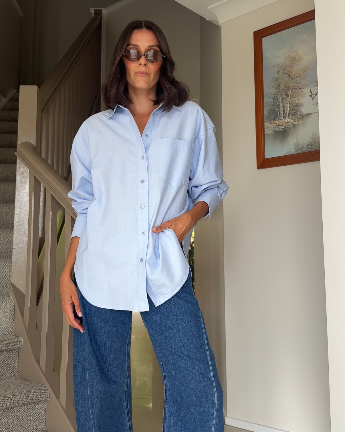 Denim barrel leg jeans and an oversized shirt 💙 The ultimate mum uniform. Shirt and jeans both size 8 and from Seed. Thongs also Seed. Sunglasses Miu Miu x

#LTKaustralia #LTKstyletip