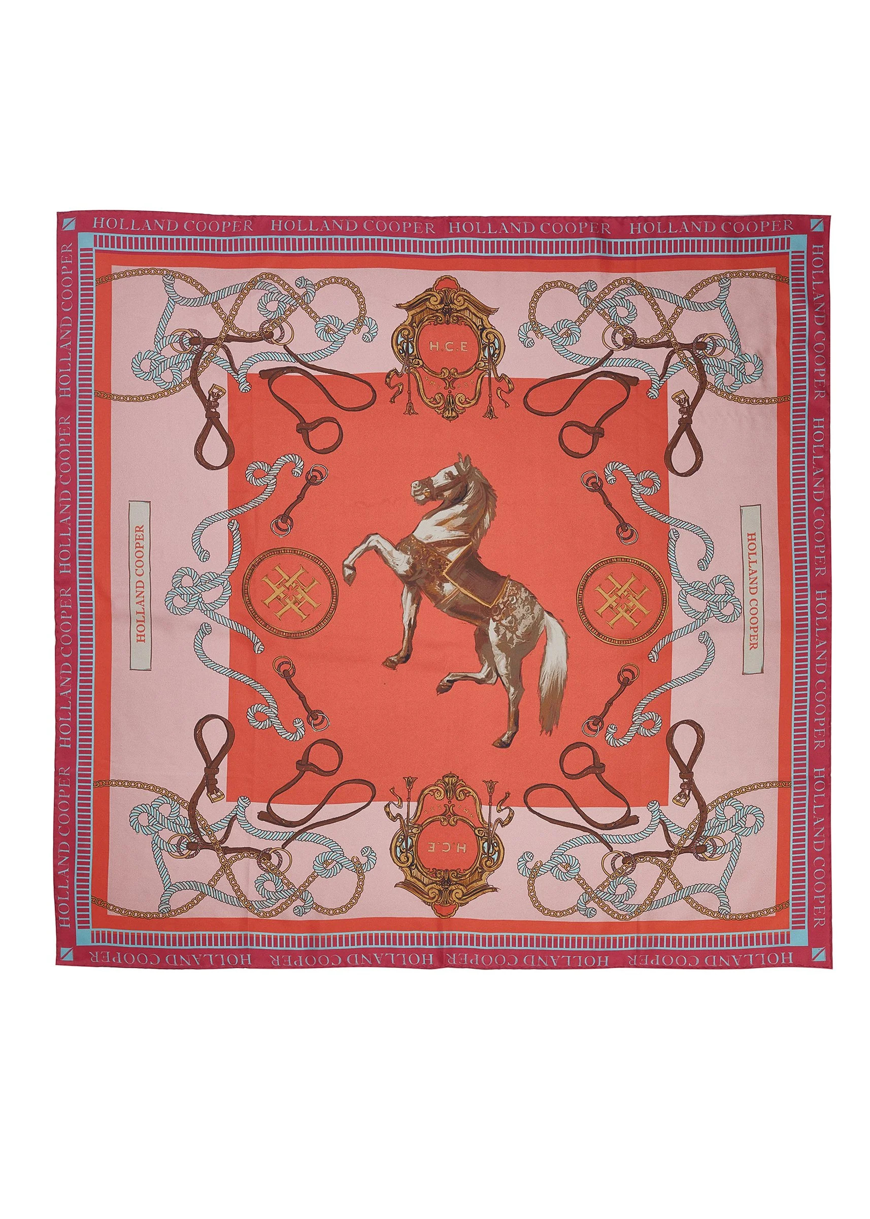 Regal Horse Silk Scarf (Coral) | Holland Cooper
