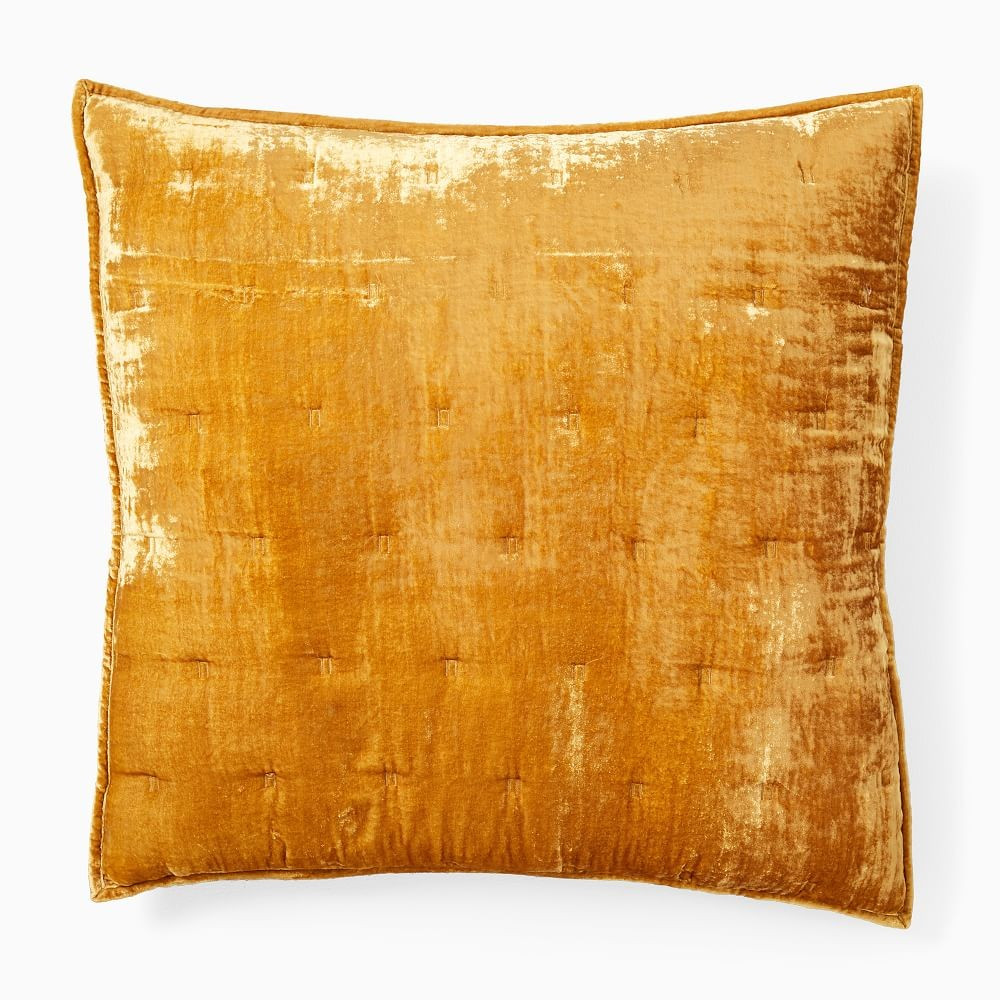 Lush Velvet Tack Stitch Quilt, Standard Sham, Dusty Blush | West Elm (US)