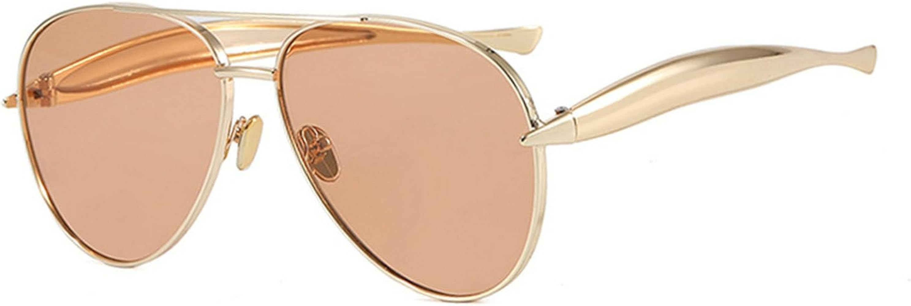 laureles Fashion Oversized Pilot Sunglasses Women Gold Champagne Lenses Metal Frame Eyewear Shade... | Amazon (US)
