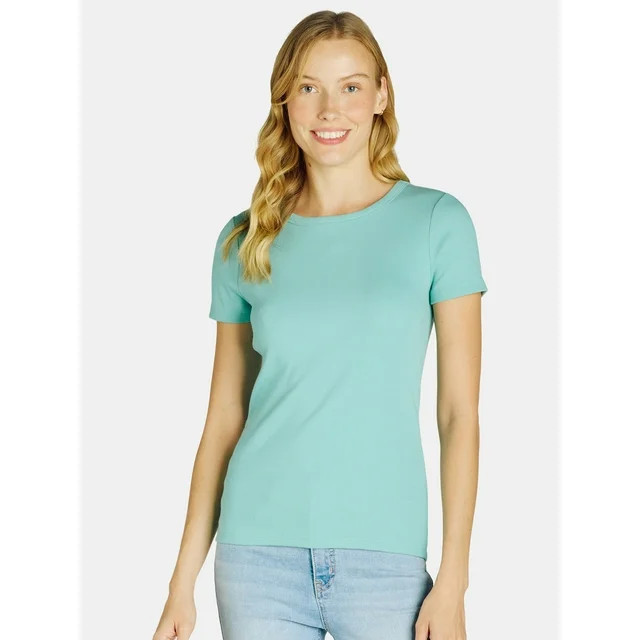 Time and Tru Women's Short Sleeve Rib Tee | Walmart (US)