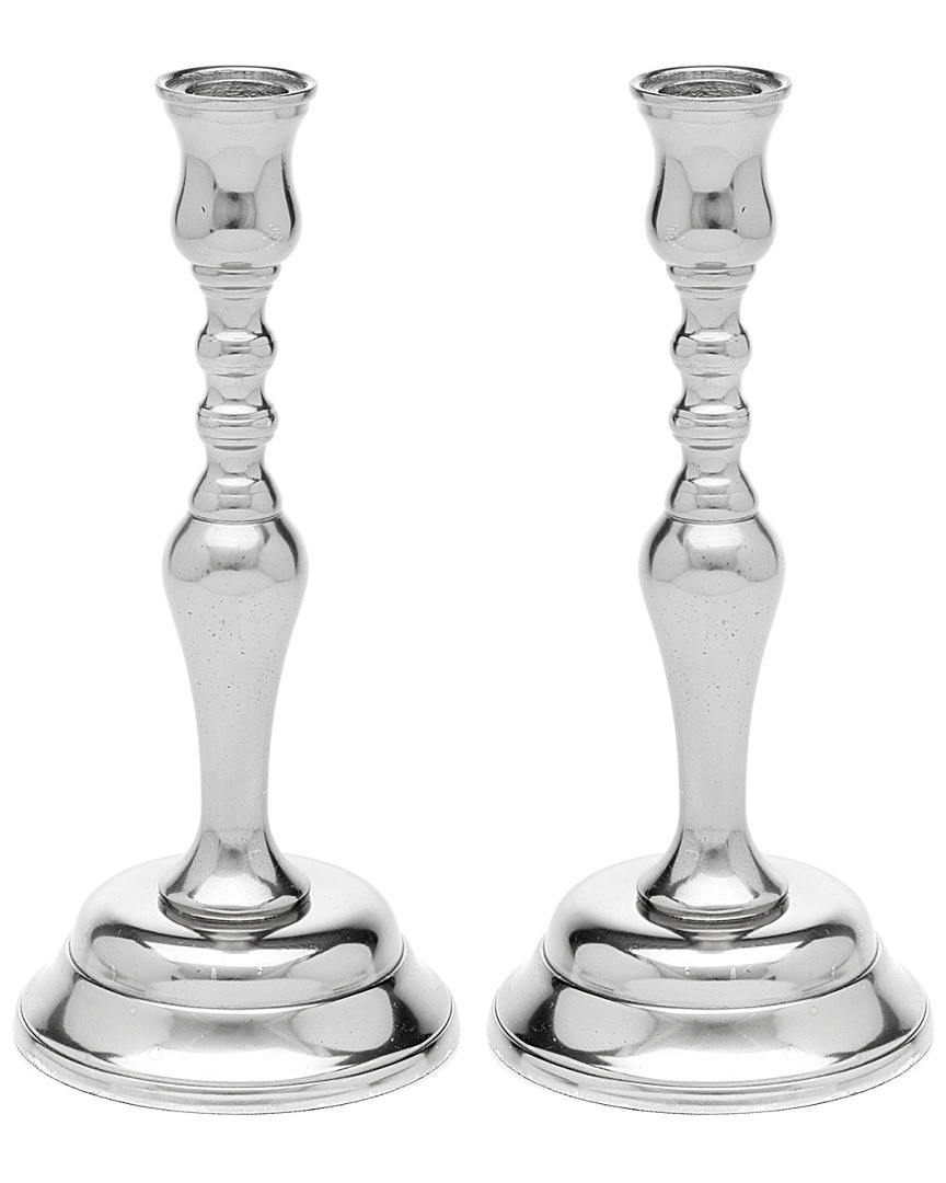 Godinger Set of 2 Revere 11in Silver Candle Sticks | Gilt