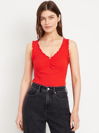 Cinched Rib-Knit Tank Top | Old Navy (US)