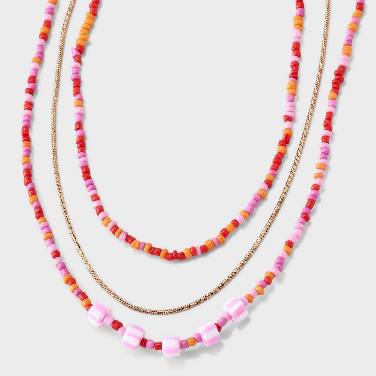 Mini Beaded and Disc Charm Layer Necklace - Universal Thread™ Pink | Target